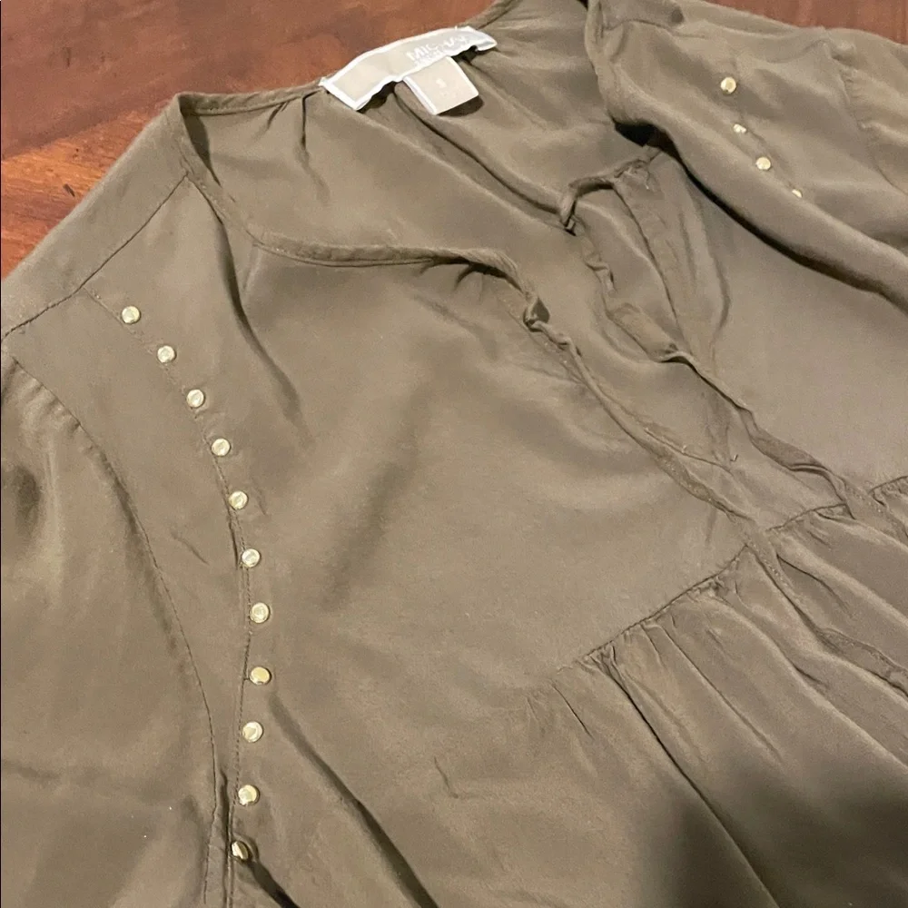 Michael Kors Khaki Blouse with Gold Accents